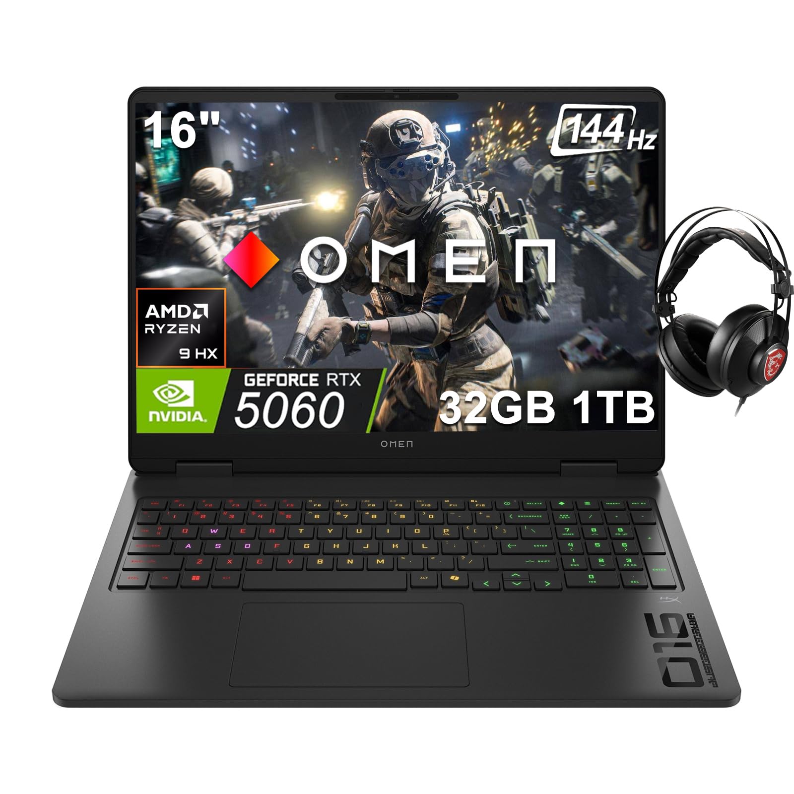 Amazon.com: HP OMEN 16 Slim Gaming Laptop w/ Headset (AMD Ryzen 9